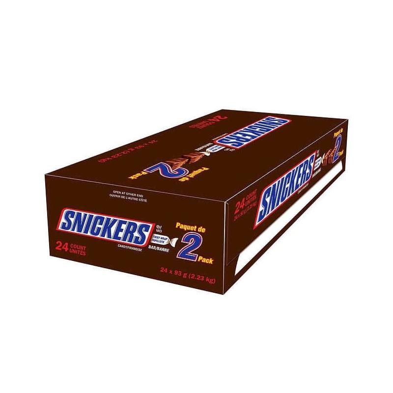 12x Packs Snickers Original Chocolate King Size Candy Bars, 2 Bars Per  Pack
