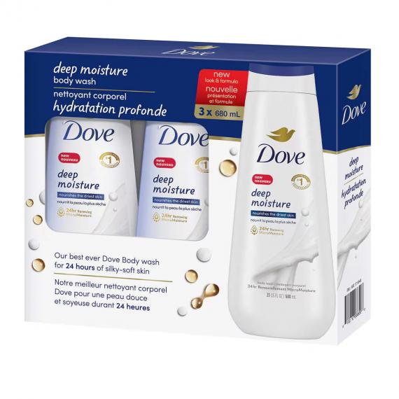 Dove Deep Moisture Body Wash, 3-pack of 710 ml